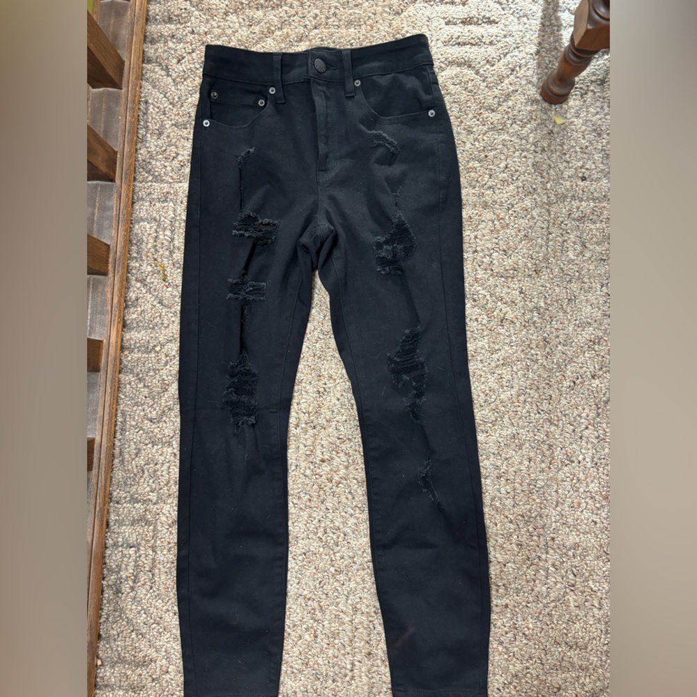 Aeropostale Black Distressed Skinny Jeans